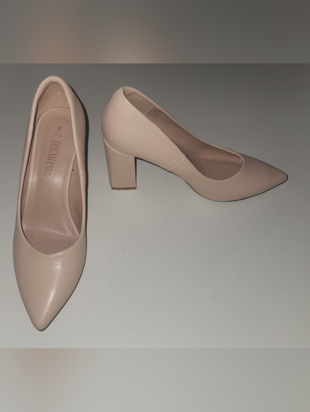 Dream Pairs Pointed Toe Nude Shade Women's Pumps Block Heels Size 8 - Picture 3 of 10